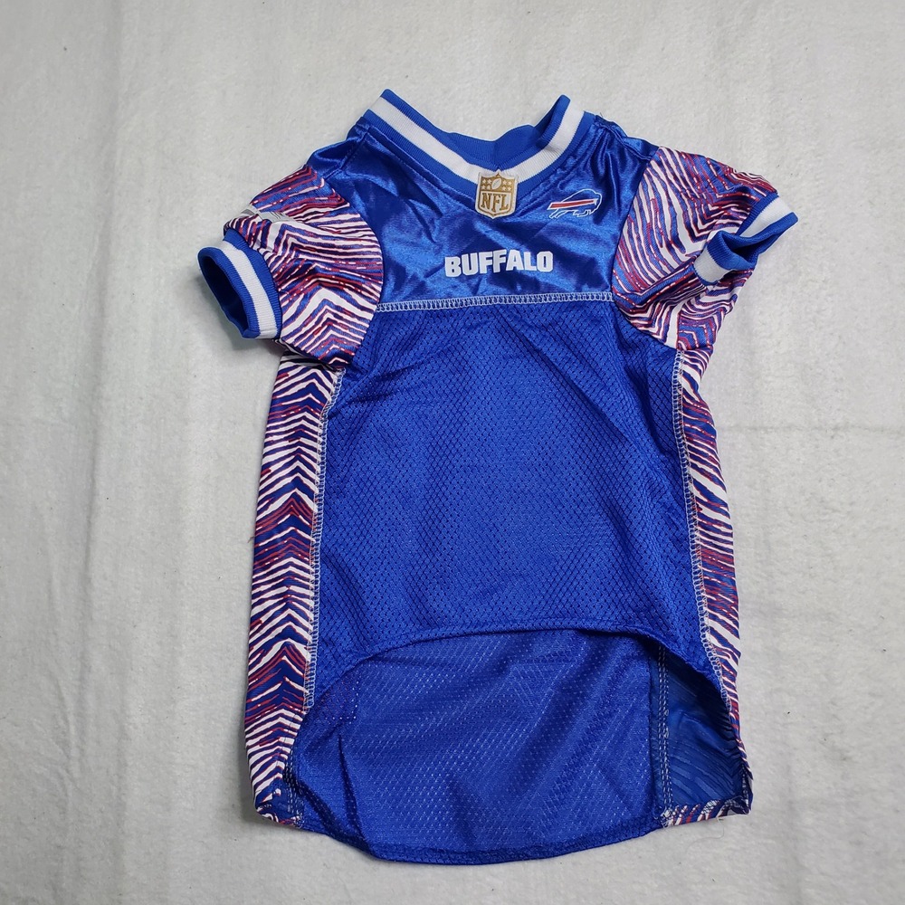 NFL Licensed Buffalo Bills Pet Jersey Blue Zebra Print Mesh Size Large